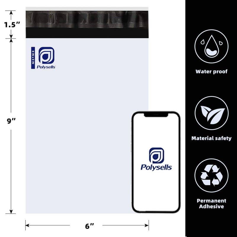 POLYSELLS Poly Mailers Shipping Envelopes, Strong Adhesive Sealing, Waterproof, and Tear-resistant Postal Mailing Bags for Clothing, Books, and Accessories (White, 100, 6" X 9") - Image 2